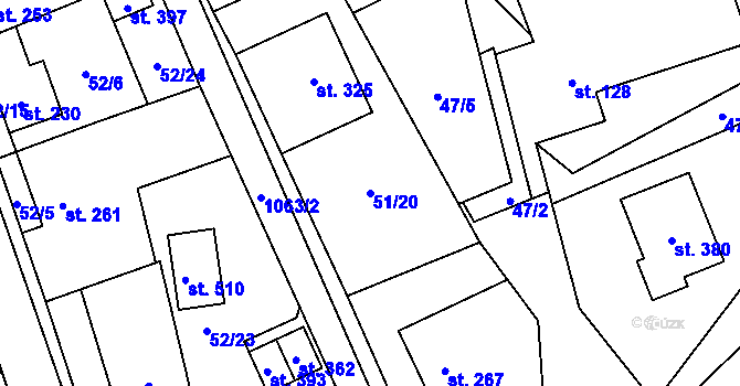 Parcela st. 51/20 v KÚ Lipovec u Blanska, Katastrální mapa