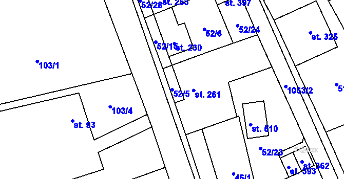 Parcela st. 52/5 v KÚ Lipovec u Blanska, Katastrální mapa