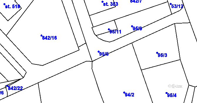 Parcela st. 95/5 v KÚ Lipovec u Blanska, Katastrální mapa