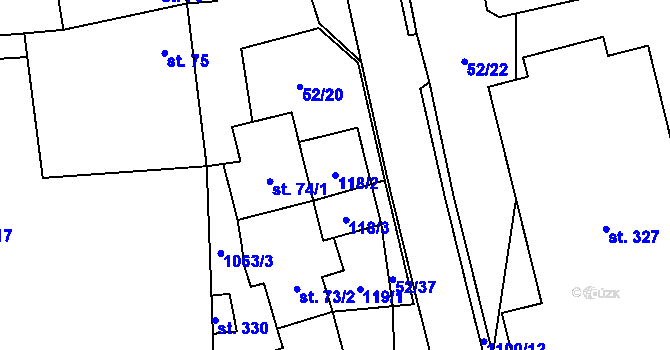 Parcela st. 118/2 v KÚ Lipovec u Blanska, Katastrální mapa