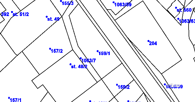 Parcela st. 159/1 v KÚ Lipovec u Blanska, Katastrální mapa