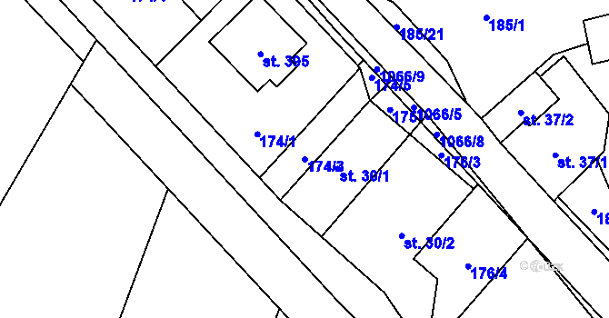 Parcela st. 174/3 v KÚ Lipovec u Blanska, Katastrální mapa
