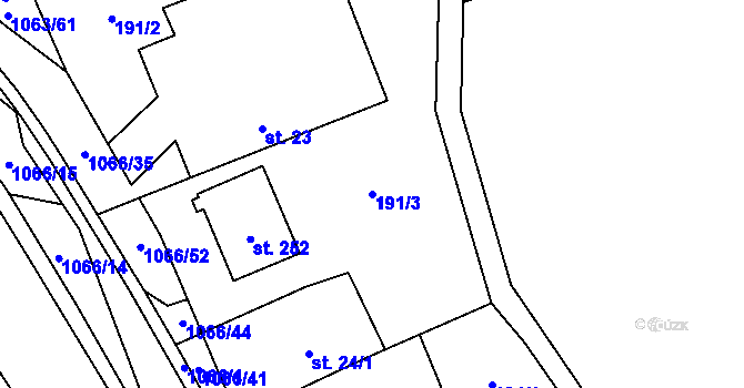Parcela st. 191/3 v KÚ Lipovec u Blanska, Katastrální mapa