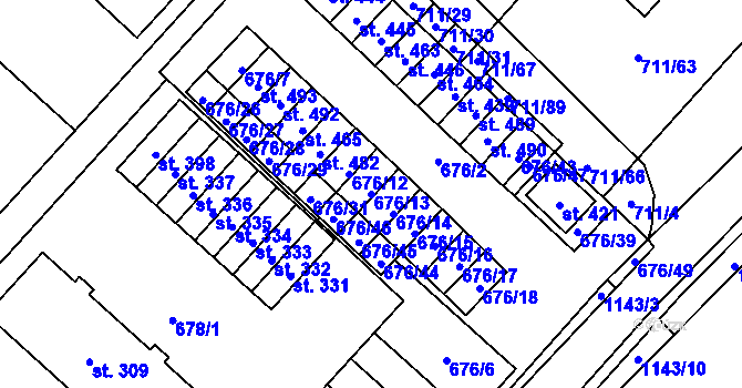 Parcela st. 676/13 v KÚ Lipovec u Blanska, Katastrální mapa