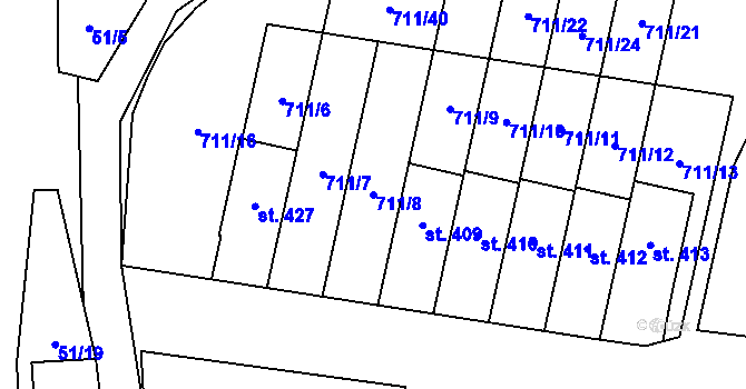 Parcela st. 711/8 v KÚ Lipovec u Blanska, Katastrální mapa