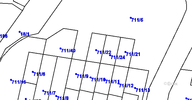 Parcela st. 711/22 v KÚ Lipovec u Blanska, Katastrální mapa