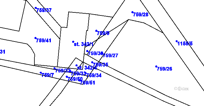 Parcela st. 759/27 v KÚ Lipovec u Blanska, Katastrální mapa