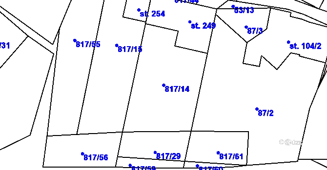 Parcela st. 817/14 v KÚ Lipovec u Blanska, Katastrální mapa