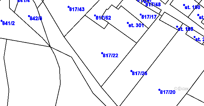 Parcela st. 817/22 v KÚ Lipovec u Blanska, Katastrální mapa