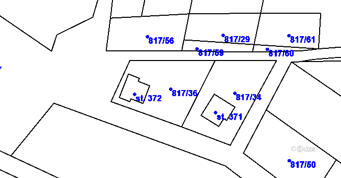 Parcela st. 817/36 v KÚ Lipovec u Blanska, Katastrální mapa