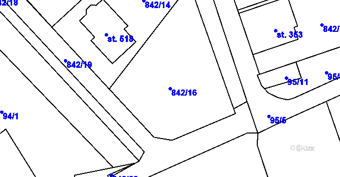 Parcela st. 842/16 v KÚ Lipovec u Blanska, Katastrální mapa