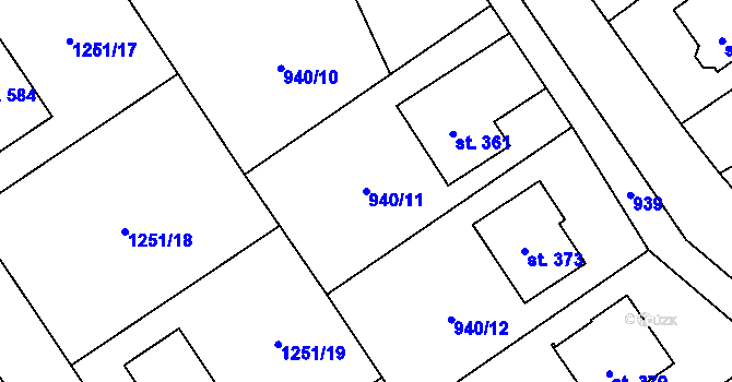 Parcela st. 940/11 v KÚ Lipovec u Blanska, Katastrální mapa
