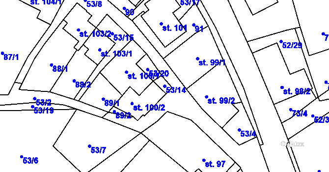 Parcela st. 53/14 v KÚ Lipovec u Blanska, Katastrální mapa
