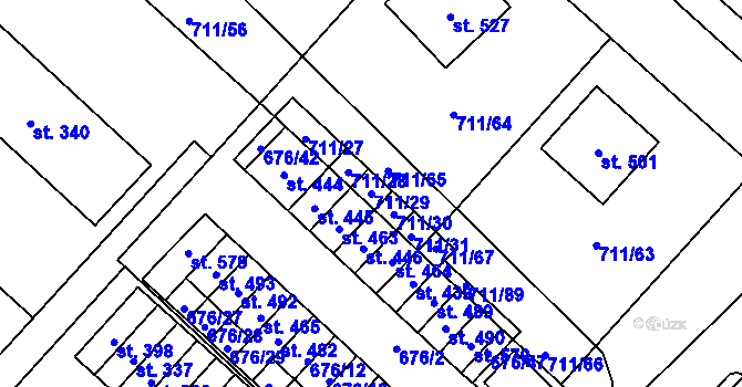 Parcela st. 711/29 v KÚ Lipovec u Blanska, Katastrální mapa