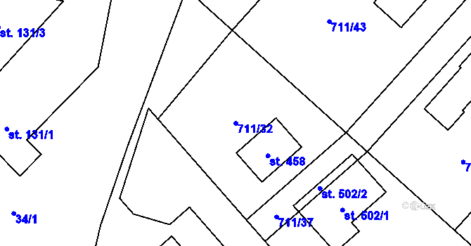 Parcela st. 711/32 v KÚ Lipovec u Blanska, Katastrální mapa