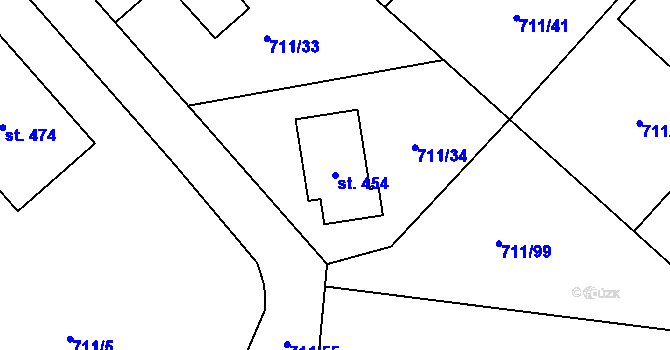 Parcela st. 454 v KÚ Lipovec u Blanska, Katastrální mapa