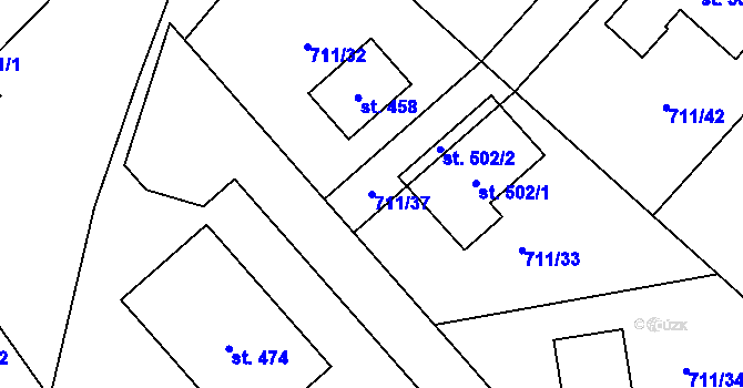 Parcela st. 711/37 v KÚ Lipovec u Blanska, Katastrální mapa