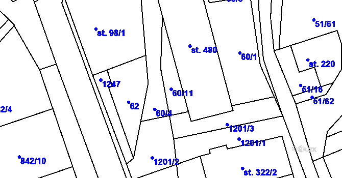 Parcela st. 60/11 v KÚ Lipovec u Blanska, Katastrální mapa