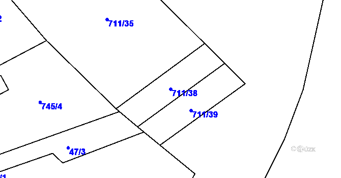 Parcela st. 711/38 v KÚ Lipovec u Blanska, Katastrální mapa