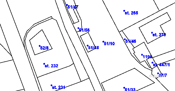 Parcela st. 51/48 v KÚ Lipovec u Blanska, Katastrální mapa