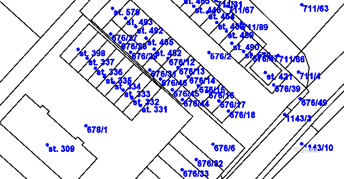 Parcela st. 676/45 v KÚ Lipovec u Blanska, Katastrální mapa