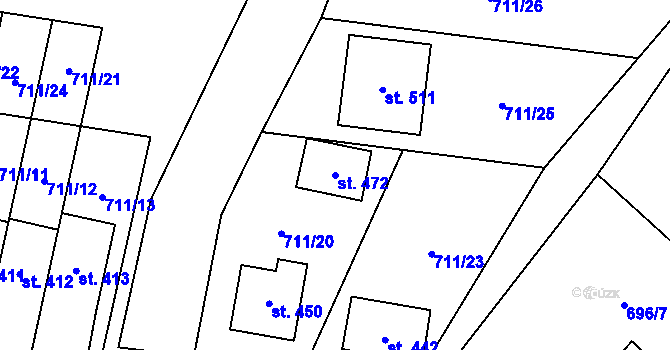 Parcela st. 472 v KÚ Lipovec u Blanska, Katastrální mapa