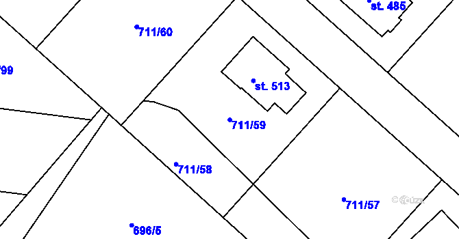 Parcela st. 711/59 v KÚ Lipovec u Blanska, Katastrální mapa
