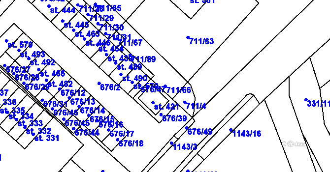 Parcela st. 711/66 v KÚ Lipovec u Blanska, Katastrální mapa