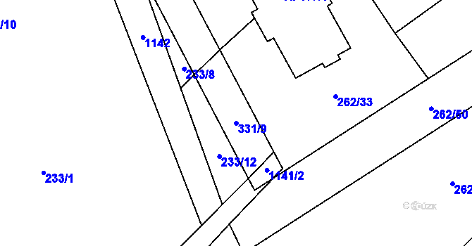 Parcela st. 331/9 v KÚ Lipovec u Blanska, Katastrální mapa