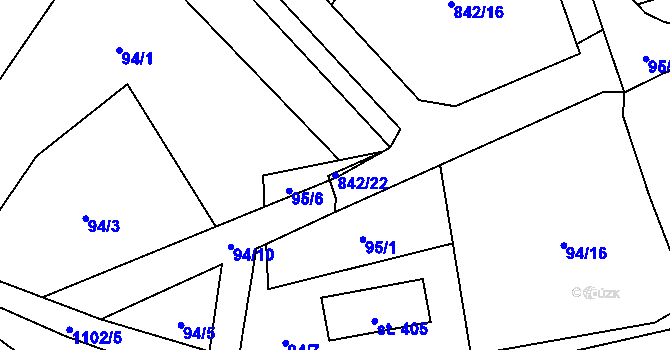 Parcela st. 842/22 v KÚ Lipovec u Blanska, Katastrální mapa