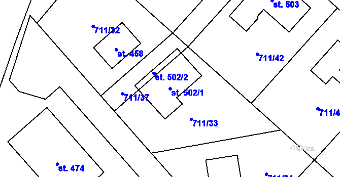 Parcela st. 502/1 v KÚ Lipovec u Blanska, Katastrální mapa