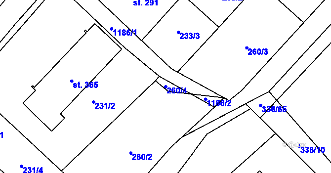 Parcela st. 260/4 v KÚ Lipovec u Blanska, Katastrální mapa