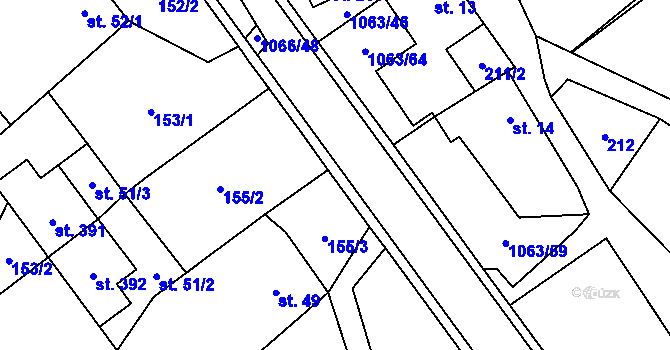Parcela st. 155/4 v KÚ Lipovec u Blanska, Katastrální mapa