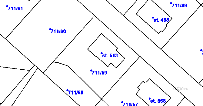 Parcela st. 513 v KÚ Lipovec u Blanska, Katastrální mapa