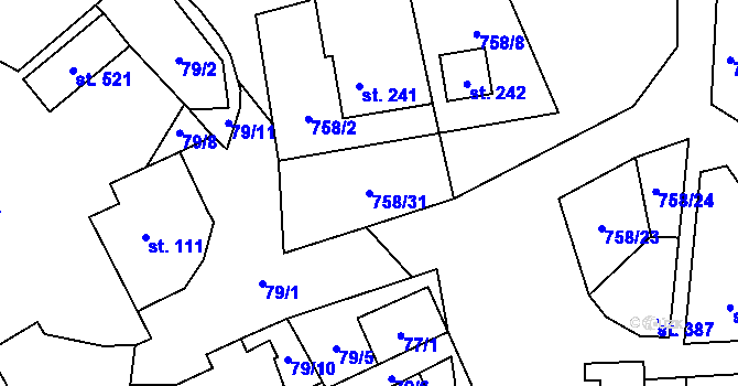 Parcela st. 758/31 v KÚ Lipovec u Blanska, Katastrální mapa