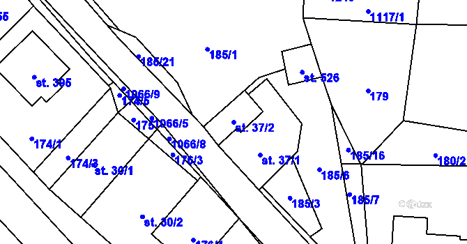 Parcela st. 37/2 v KÚ Lipovec u Blanska, Katastrální mapa