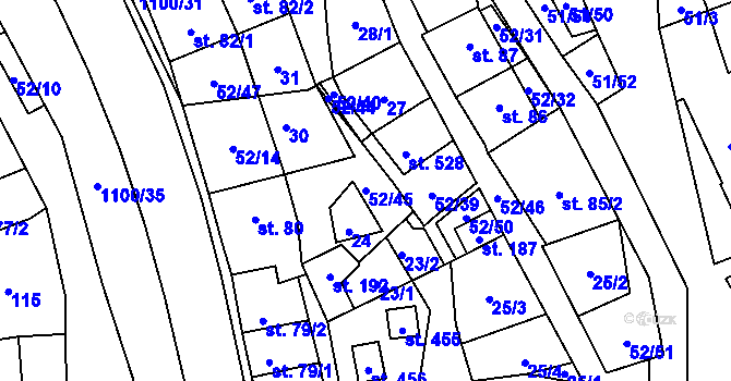Parcela st. 52/45 v KÚ Lipovec u Blanska, Katastrální mapa