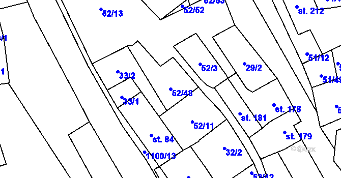 Parcela st. 52/48 v KÚ Lipovec u Blanska, Katastrální mapa