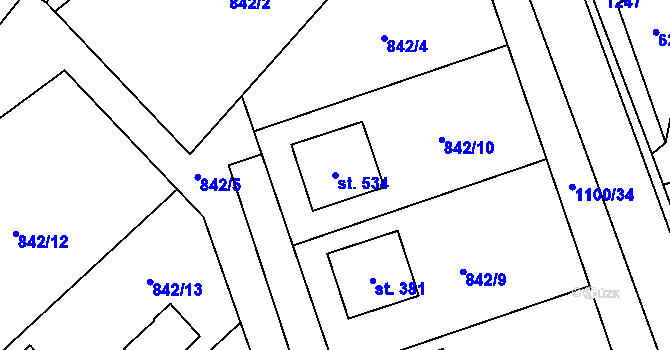 Parcela st. 534 v KÚ Lipovec u Blanska, Katastrální mapa