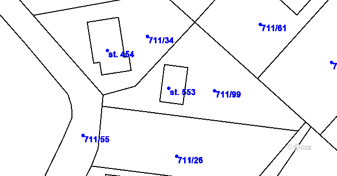 Parcela st. 553 v KÚ Lipovec u Blanska, Katastrální mapa
