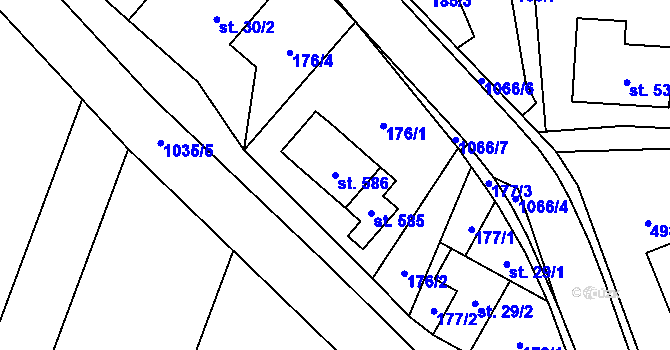 Parcela st. 586 v KÚ Lipovec u Blanska, Katastrální mapa