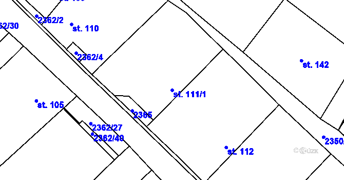 Parcela st. 111/1 v KÚ Lipovka, Katastrální mapa