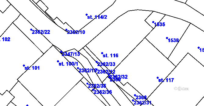 Parcela st. 116 v KÚ Lipovka, Katastrální mapa