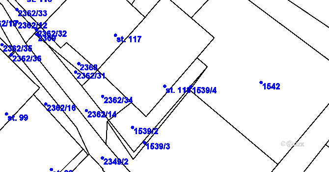 Parcela st. 118 v KÚ Lipovka, Katastrální mapa