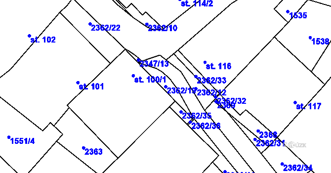 Parcela st. 2362/19 v KÚ Lipovka, Katastrální mapa