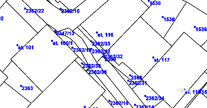Parcela st. 2362/32 v KÚ Lipovka, Katastrální mapa