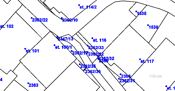 Parcela st. 2362/33 v KÚ Lipovka, Katastrální mapa