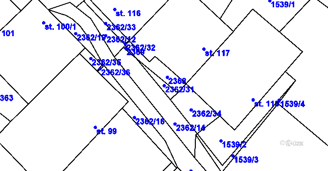 Parcela st. 2362/31 v KÚ Lipovka, Katastrální mapa