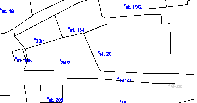 Parcela st. 20 v KÚ Lipovka u Rychnova nad Kněžnou, Katastrální mapa