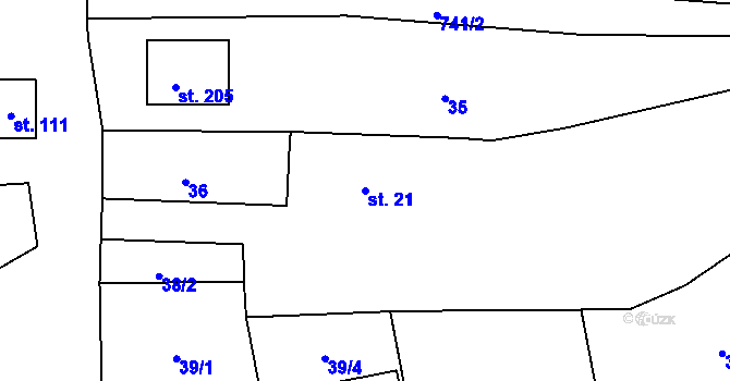 Parcela st. 21 v KÚ Lipovka u Rychnova nad Kněžnou, Katastrální mapa